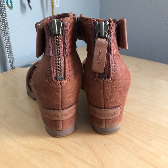 Sorel Joanie II Nubuck Leather Ankle Strap Wedge Sandals - Picture 6 of 11